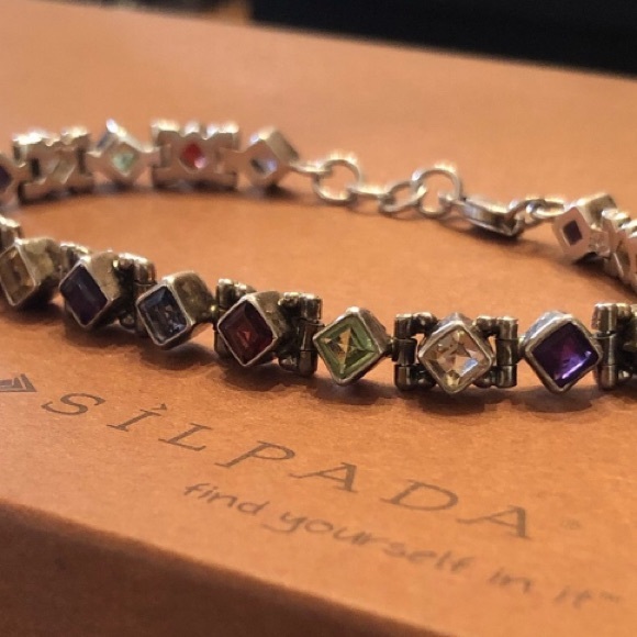 Rare Vintage Silpada Sterling Silver Semi-Precious Stone Tennis Bracelet B0948 - Picture 10 of 12